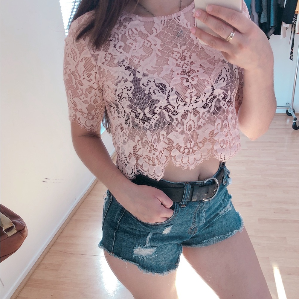 Embroidered Lace Crop Top